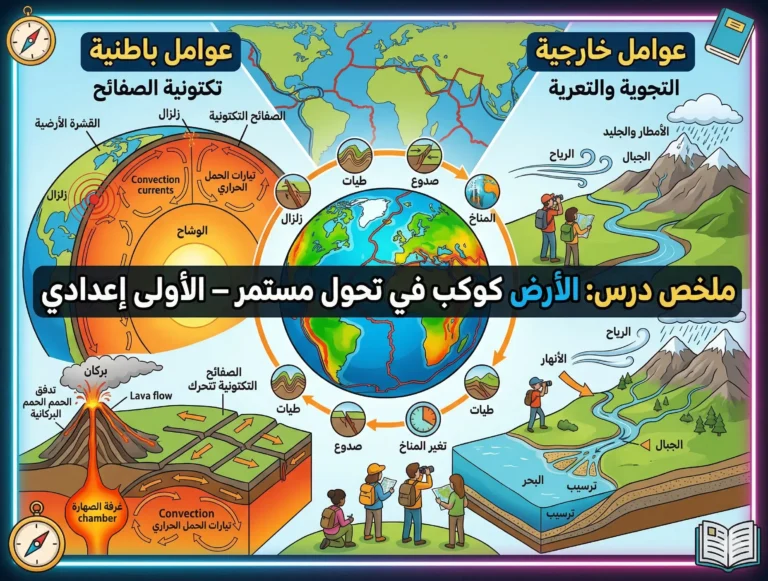 ملخص درس الأرض كوكب في تحول مستمر الأولى إعدادي